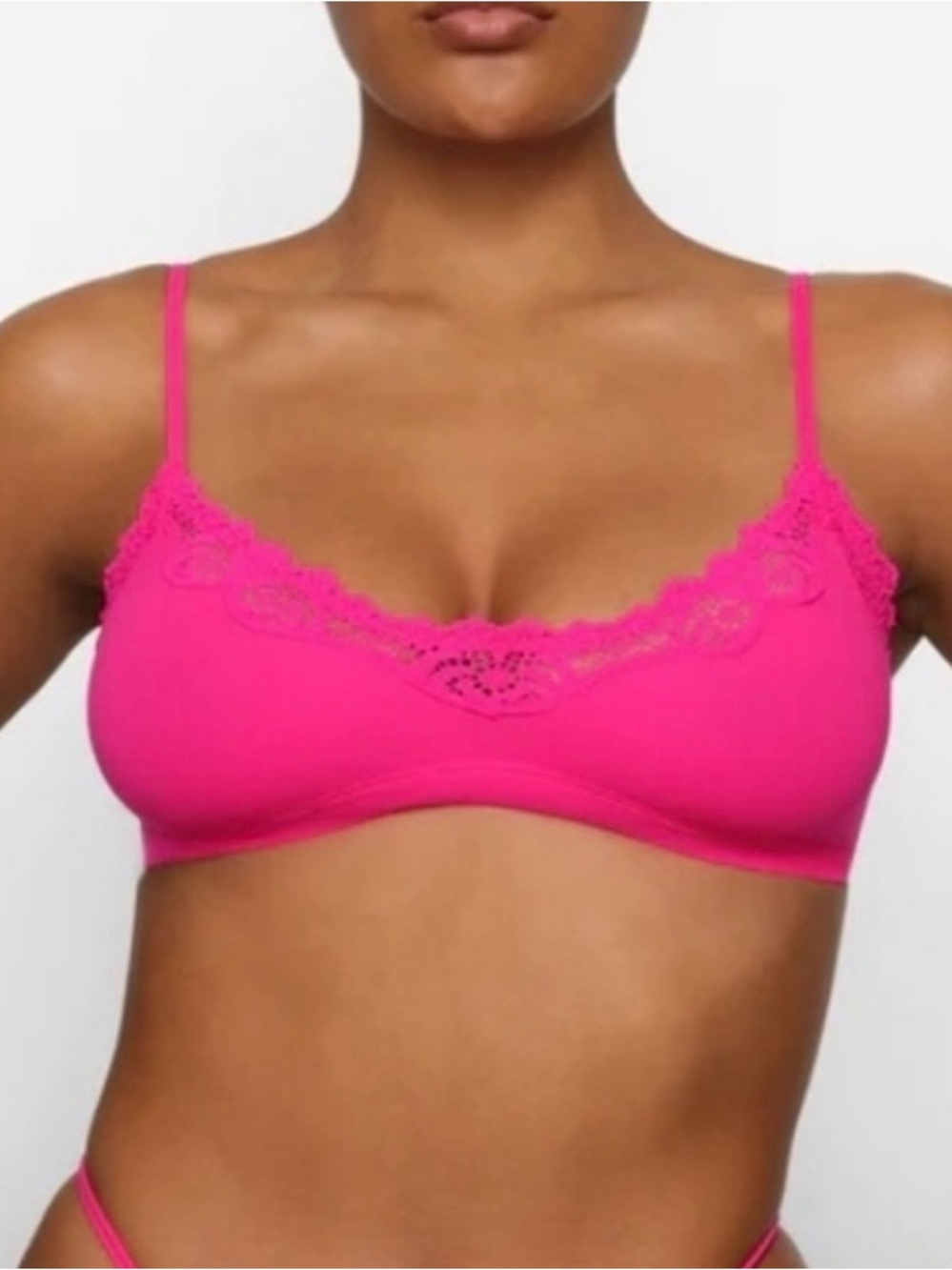 SKIMS Fits Everybody Lace Scoop Bralette | Dusty Pink | XL | NWOT 🏷️